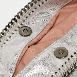 Stella McCartney Silver Faux Leather Falabella Fold-Over Clutch