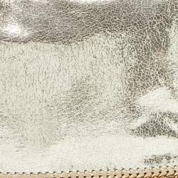Pre Owned Stella McCartney Gold Crackled Faux Leather Falabella Fold-Over Clutch