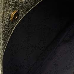 Pre Owned Stella McCartney Gold Crackled Faux Leather Falabella Fold-Over Clutch