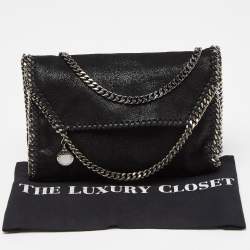 Pre Owned Stella McCartney Black Faux Leather Falabella Flap Shoulder Bag