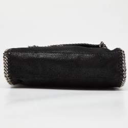Pre Owned Stella McCartney Black Faux Leather Falabella Flap Shoulder Bag