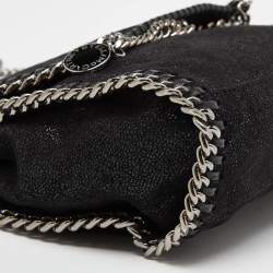 Pre Owned Stella McCartney Black Faux Leather Falabella Flap Shoulder Bag