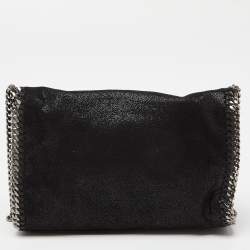 Pre Owned Stella McCartney Black Faux Leather Falabella Flap Shoulder Bag