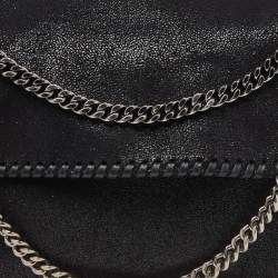 Pre Owned Stella McCartney Black Faux Leather Falabella Flap Shoulder Bag