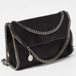 Pre Owned Stella McCartney Black Faux Leather Falabella Flap Shoulder Bag