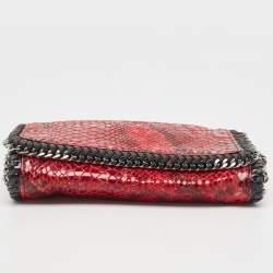 Pre Owned Stella McCartney Red/Black Python Embossed Faux Leather Falabella Flap Crossbody Bag