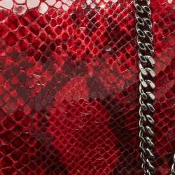 Pre Owned Stella McCartney Red/Black Python Embossed Faux Leather Falabella Flap Crossbody Bag