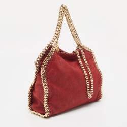 Pre Owned Stella McCartney Burgundy Faux Leather Mini Falabella Tote