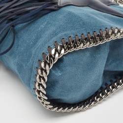 Pre Owned Stella McCartney Two Tone Blue Faux Leather Mini Falabella Tote