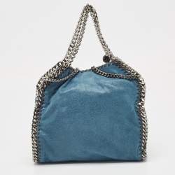 Pre Owned Stella McCartney Two Tone Blue Faux Leather Mini Falabella Tote