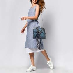 Pre Owned Stella McCartney Two Tone Blue Faux Leather Mini Falabella Tote