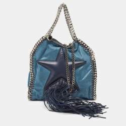 Pre Owned Stella McCartney Two Tone Blue Faux Leather Mini Falabella Tote