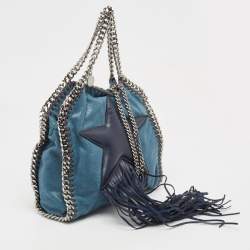 Pre Owned Stella McCartney Two Tone Blue Faux Leather Mini Falabella Tote