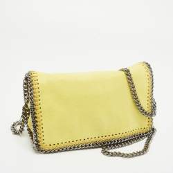 Pre Owned Stella McCartney Yellow Faux Suede Falabella Flap Crossbody Bag