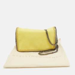 Pre Owned Stella McCartney Yellow Faux Suede Falabella Flap Crossbody Bag