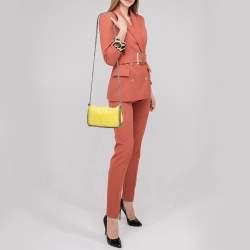 Pre Owned Stella McCartney Yellow Faux Suede Falabella Flap Crossbody Bag