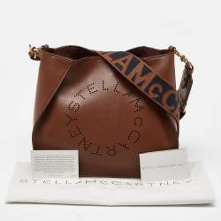 Pre Owned Stella McCartney Brown Faux Leather Stella Logo Crossbody Bag