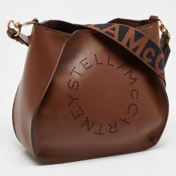 Pre Owned Stella McCartney Brown Faux Leather Stella Logo Crossbody Bag