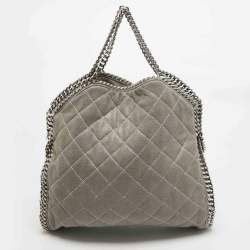 Pre Owned Stella McCartney Grey Quilted Faux Suede Falabella Tote