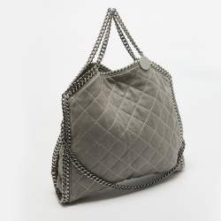 Pre Owned Stella McCartney Grey Quilted Faux Suede Falabella Tote