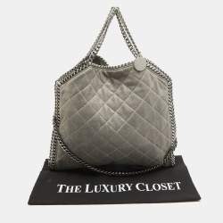 Pre Owned Stella McCartney Grey Quilted Faux Suede Falabella Tote