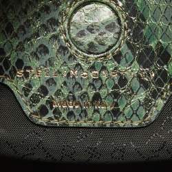 Pre Owned Stella McCartney Green Faux Python Embossed and Glitter Waverly Patchwork Clutch