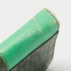 Pre Owned Stella McCartney Green Faux Python Embossed and Glitter Waverly Patchwork Clutch