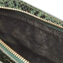 Pre Owned Stella McCartney Green Faux Python Embossed and Glitter Waverly Patchwork Clutch