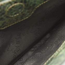 Pre Owned Stella McCartney Green Faux Python Embossed and Glitter Waverly Patchwork Clutch