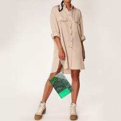 Pre Owned Stella McCartney Green Faux Python Embossed and Glitter Waverly Patchwork Clutch