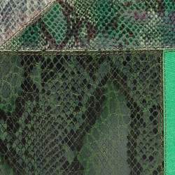Pre Owned Stella McCartney Green Faux Python Embossed and Glitter Waverly Patchwork Clutch