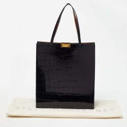Pre Owned Stella McCartney Dark Blue Croc Embossed Leather Shopper Tote