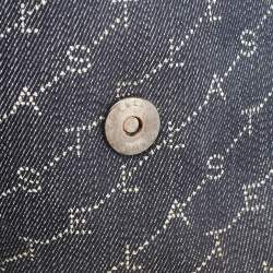 Pre Owned Stella McCartney Navy Blue Monogram Denim and Leather Falabella Flap Shoulder Bag