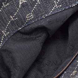 Pre Owned Stella McCartney Navy Blue Monogram Denim and Leather Falabella Flap Shoulder Bag