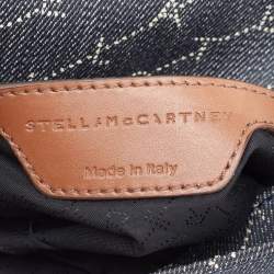 Pre Owned Stella McCartney Navy Blue Monogram Denim and Leather Falabella Flap Shoulder Bag