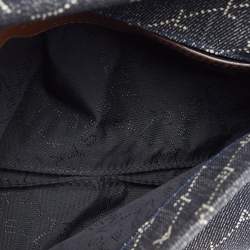 Pre Owned Stella McCartney Navy Blue Monogram Denim and Leather Falabella Flap Shoulder Bag