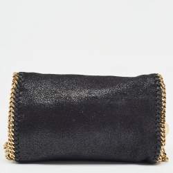 Pre Owned Stella McCartney Black Faux Leather Falabella Flap Crossbody Bag
