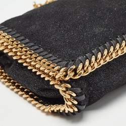 Pre Owned Stella McCartney Black Faux Leather Falabella Flap Crossbody Bag