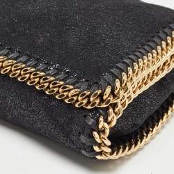 Pre Owned Stella McCartney Black Faux Leather Falabella Flap Crossbody Bag