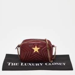 Pre Owned Stella McCartney Burgundy Python Embossed Faux Leather Star Crossbody Bag