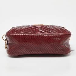 Pre Owned Stella McCartney Burgundy Python Embossed Faux Leather Star Crossbody Bag