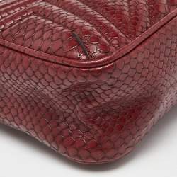 Pre Owned Stella McCartney Burgundy Python Embossed Faux Leather Star Crossbody Bag
