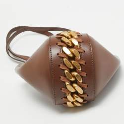 Pre Owned Stella McCartney Brown Faux Leather Chunky Chain Bucket Bag
