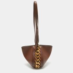 Pre Owned Stella McCartney Brown Faux Leather Chunky Chain Bucket Bag