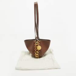 Pre Owned Stella McCartney Brown Faux Leather Chunky Chain Bucket Bag