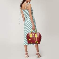 Pre Owned Stella McCartney Red/Yellow Faux Leather Zip Cavendish Tote