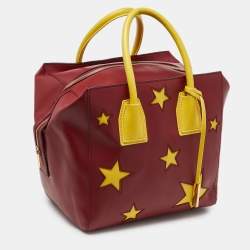 Pre Owned Stella McCartney Red/Yellow Faux Leather Zip Cavendish Tote