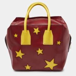 Pre Owned Stella McCartney Red/Yellow Faux Leather Zip Cavendish Tote