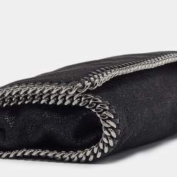 Pre Owned Stella McCartney Black Faux Suede Falabella Flap Crossbody Bag