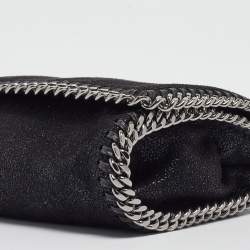 Pre Owned Stella McCartney Black Faux Suede Falabella Flap Crossbody Bag